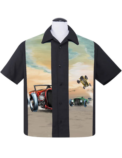 Steady Clothing - Hot Rod Derby Bowling Shirt - Black