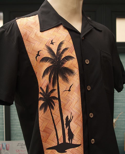 Steady Clothing - Hula Palm Bowling Shirt - Black
