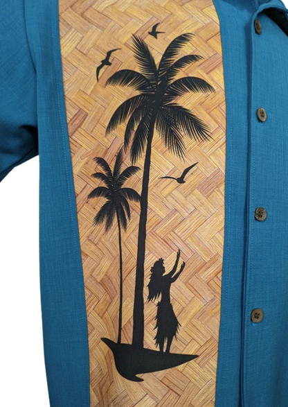 Steady Clothing - Hula Palm Bowling Shirt - Pacific Blue