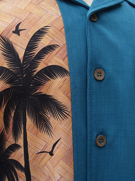 Steady Clothing - Hula Palm Bowling Shirt - Pacific Blue