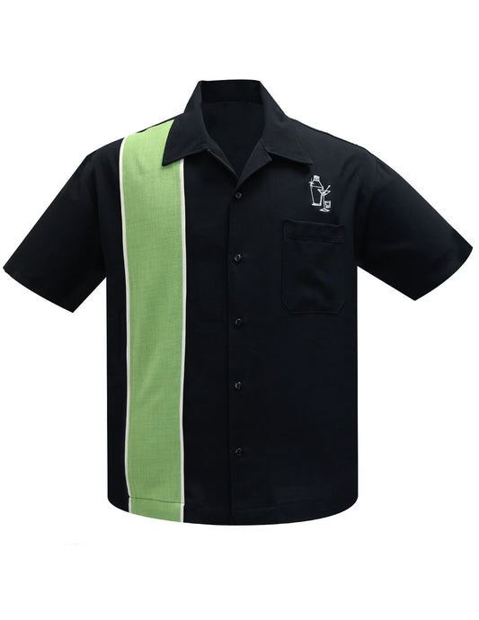 Steady Clothing - Palm Springs Cocktail Bowling Shirt - Black/Apple/Stone
