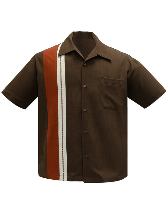 Steady Clothing - The Charles Bowling Shirt - Brown/Rust/Stone