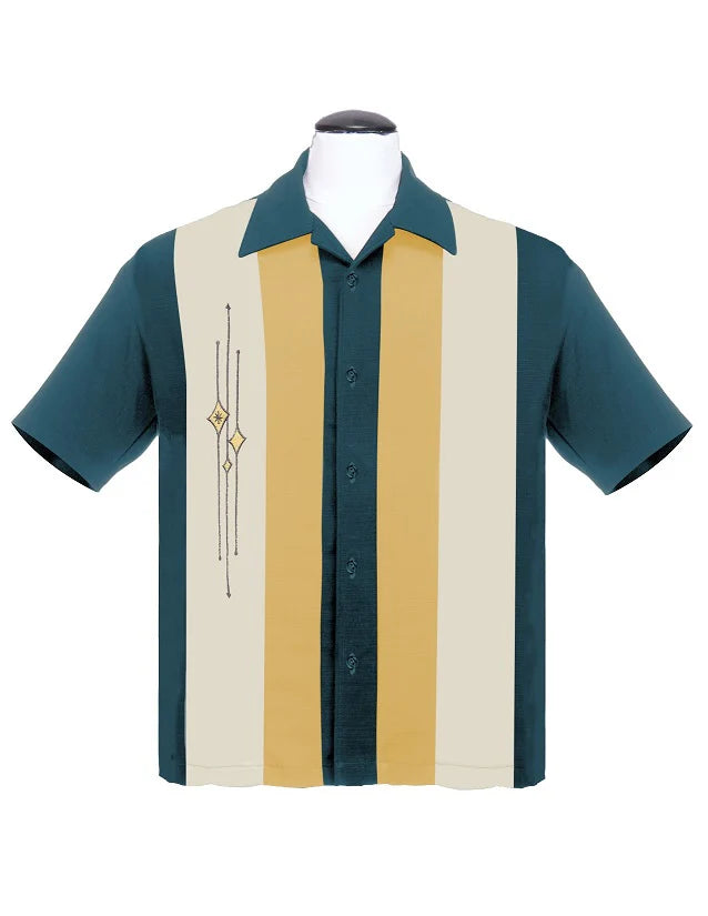 Steady Clothing - The Finley Panel Shirt - Teal/Mustard/Cream