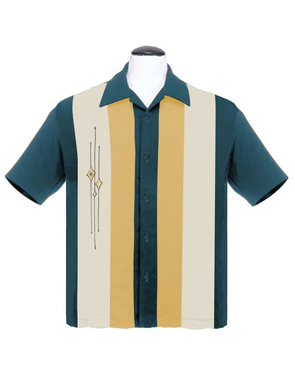 Steady Clothing - The Finley Panel Shirt - Teal/Mustard/Cream