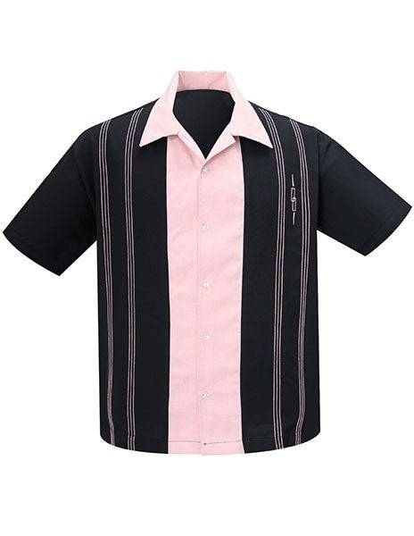 Steady Clothing - The Harper Bowling Shirt - Black & Pink