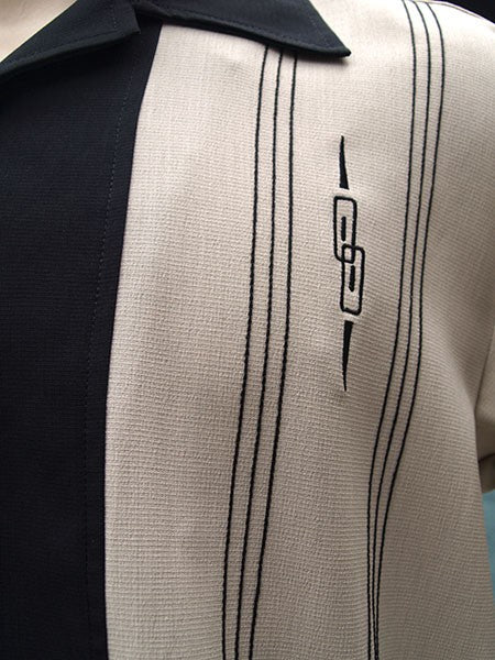 Steady Clothing - The Harper Bowling Shirt - Stone & Black