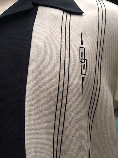 Steady Clothing - The Harper Bowling Shirt - Stone & Black