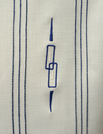 Steady Clothing - The Harper Bowling Shirt - Stone & Navy