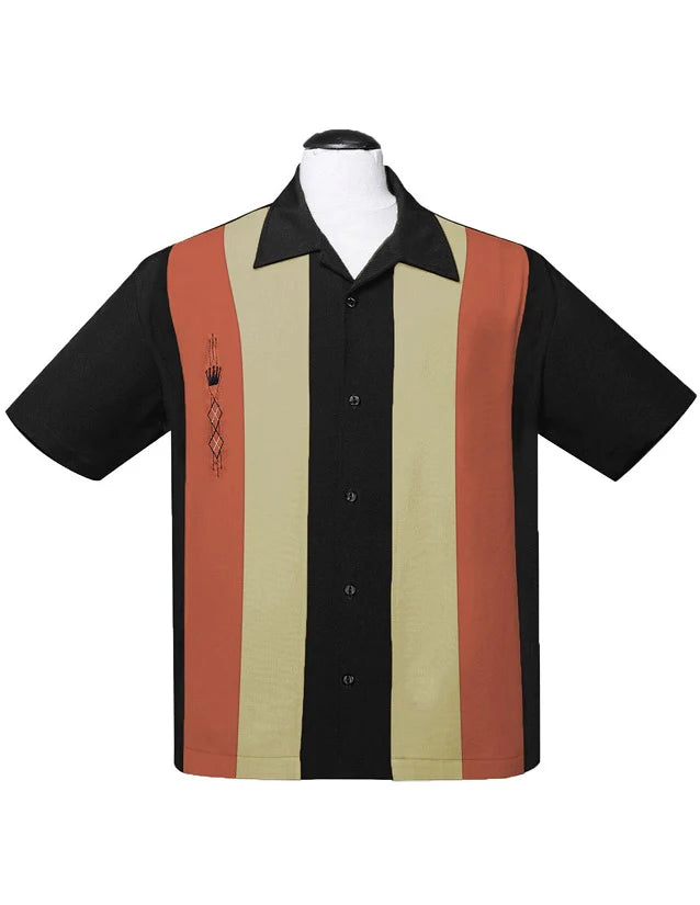 Steady Clothing - The Kingston Panel Shirt - Black/Moss/Rust