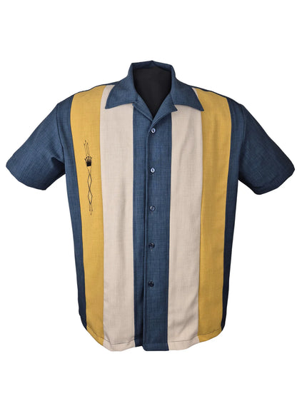 Steady Clothing - The Kingston Panel Shirt - Denim/Mustard/Stone