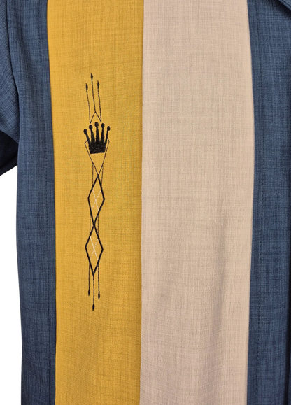 Steady Clothing - The Kingston Panel Shirt - Denim/Mustard/Stone