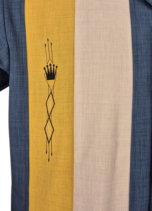 Steady Clothing - The Kingston Panel Shirt - Denim/Mustard/Stone