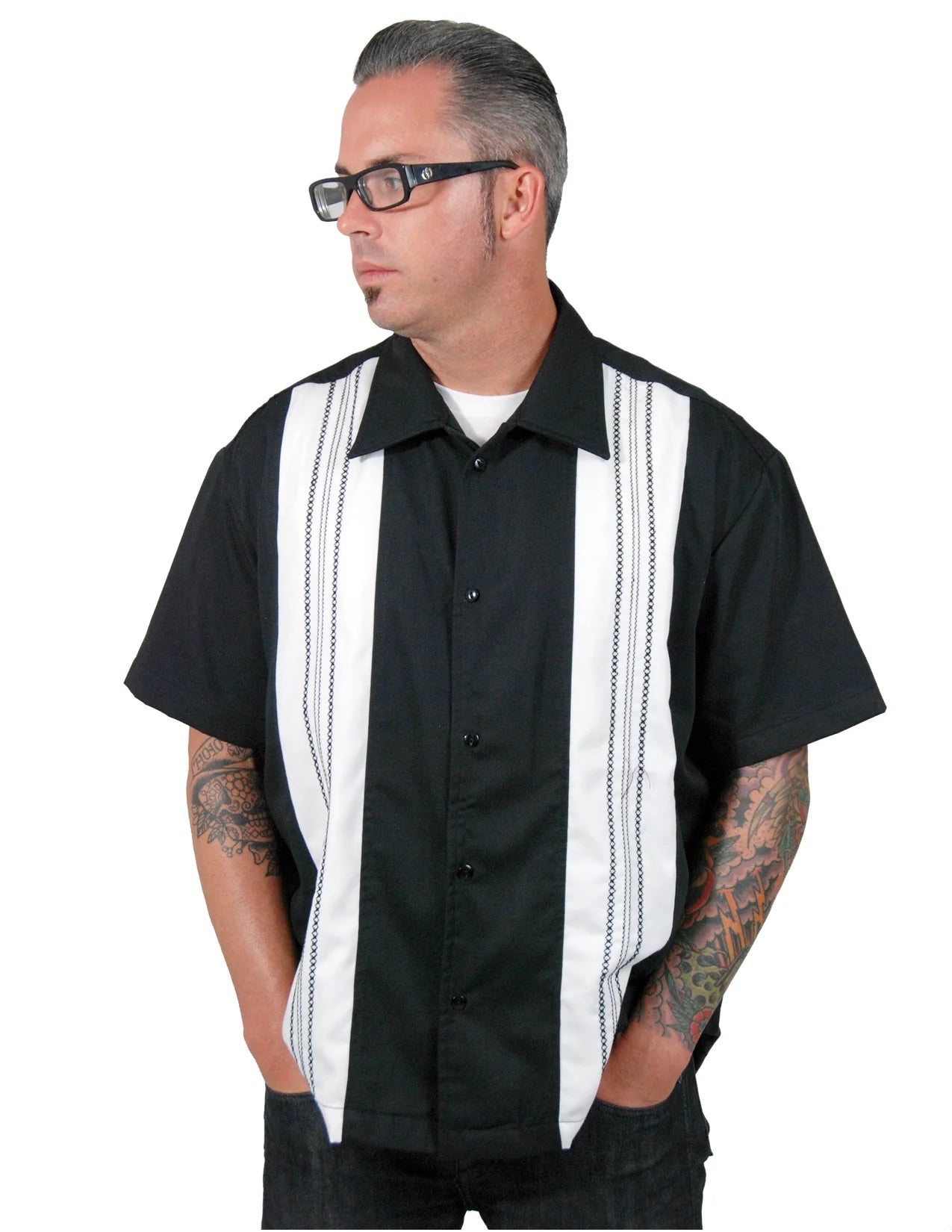 Steady Clothing - The Ricardo Bowling Shirt - Black/Cream