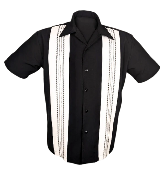 Steady Clothing - The Ricardo Bowling Shirt - Black/Cream