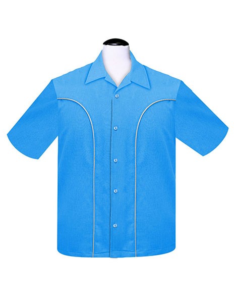 Steady Clothing - The Rio Bowling Shirt - Turquoise Blue