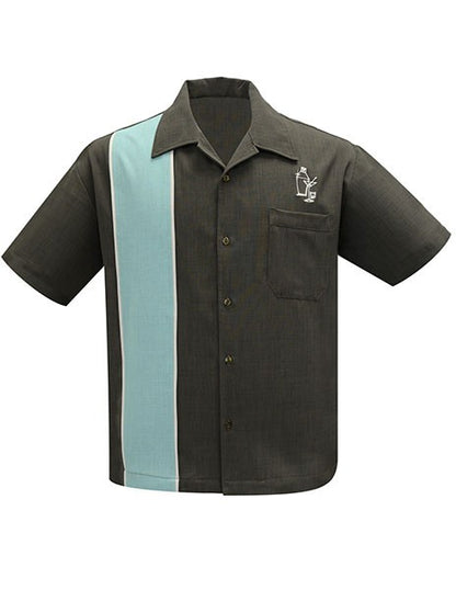 Steady Clothing - Palm Springs Cocktail Bowling Shirt - Coffee/Mint