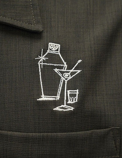 Steady Clothing - Palm Springs Cocktail Bowling Shirt - Coffee/Mint