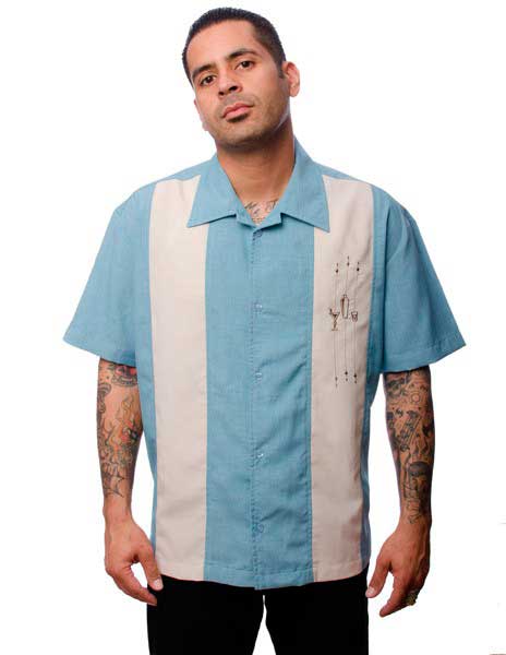 Steady Clothing - Shake Down Bowling Shirt - Sea Foam/Stone