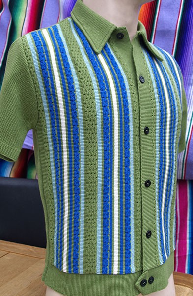 Striped Knitted Shirt - Green/Blue