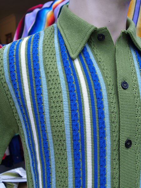 Striped Knitted Shirt - Green/Blue