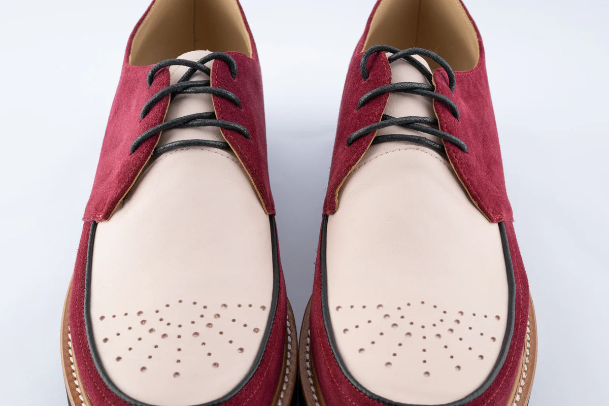 Sunburst Gibson - Burgundy Suede & Peach Leather
