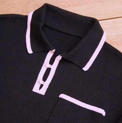 The Franco Knitted Shirt - Black/Pink