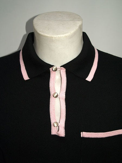 The Franco Knitted Shirt - Black/Pink