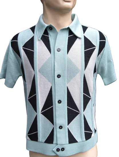 The Madison Knitted Shirt - Mint/Black/White