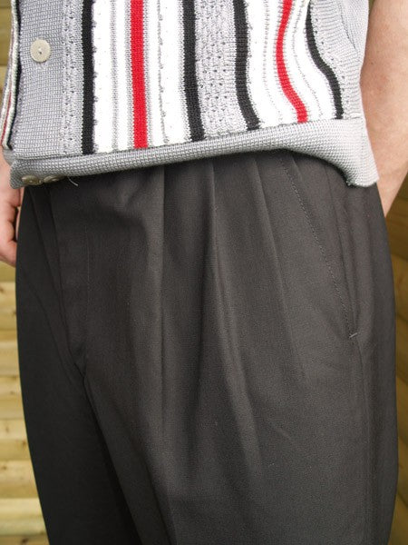 Triple Pleat Peg Trousers - Black