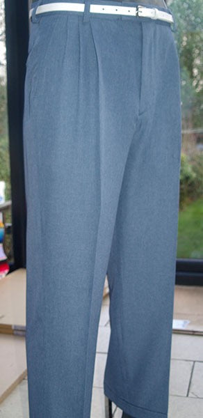 Triple Pleat Peg Trousers - Blue Slate