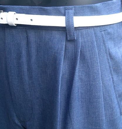 Triple Pleat Peg Trousers - Blue Slate
