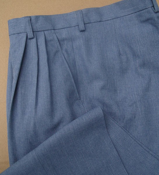 Triple Pleat Peg Trousers - Blue Slate