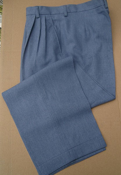 Triple Pleat Peg Trousers - Blue Slate