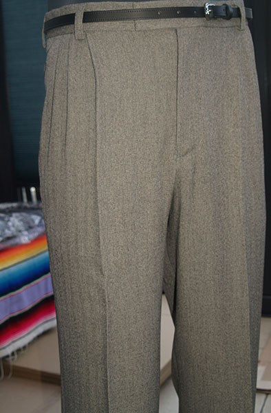 Triple Pleat Peg Trousers - Oatmeal Speck