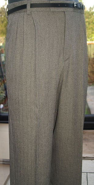 Triple Pleat Peg Trousers - Oatmeal Speck