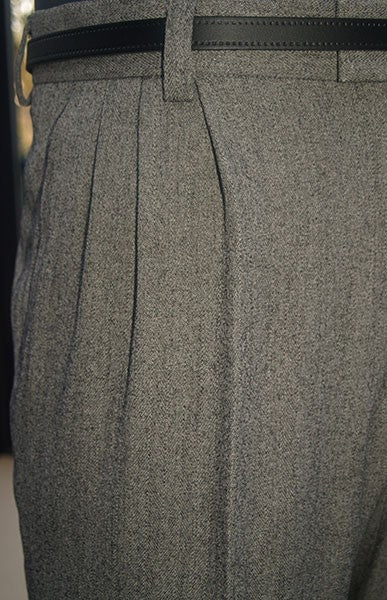 Triple Pleat Peg Trousers - Oatmeal Speck