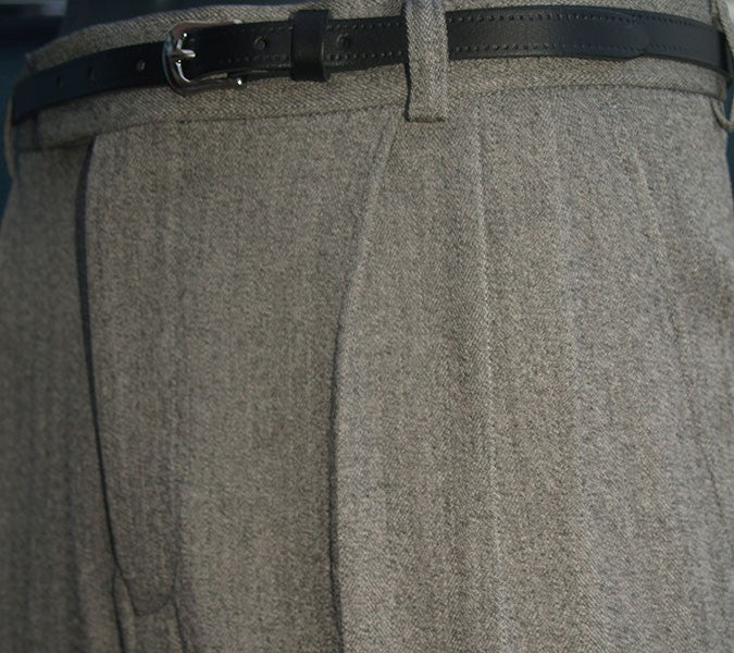 Triple Pleat Peg Trousers - Oatmeal Speck