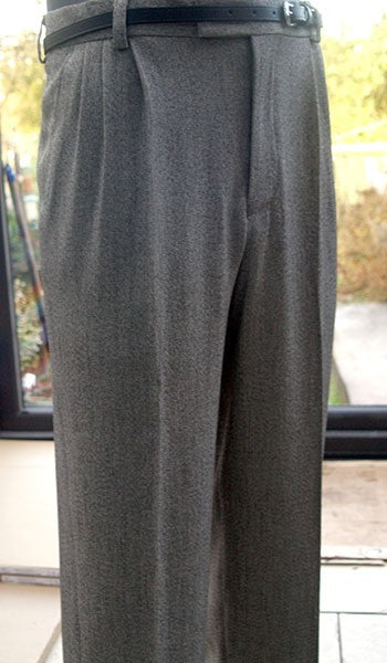 Triple Pleat Peg Trousers - Oatmeal Speck