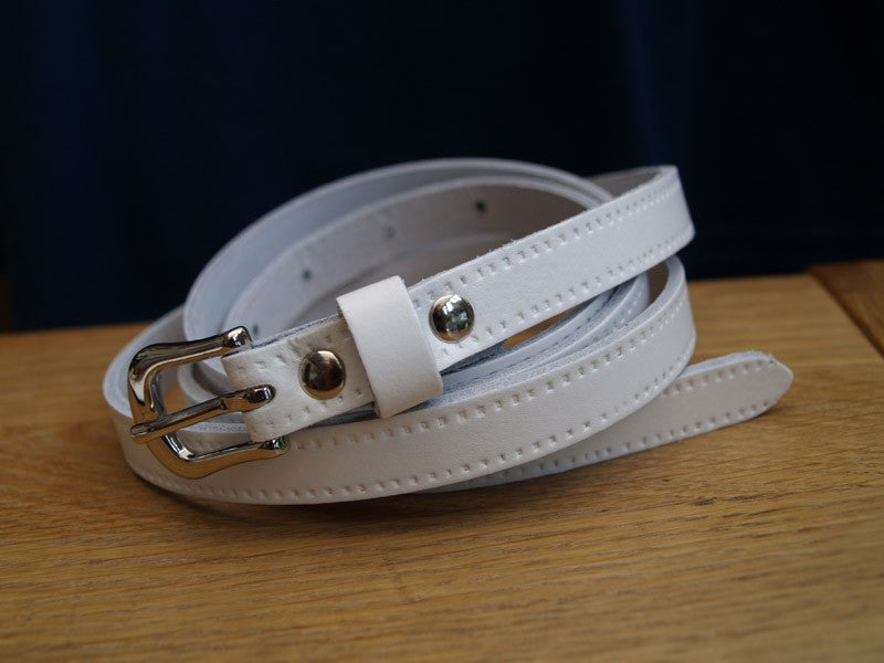 Thin Leather Belt - White