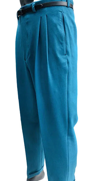 1950s Rockabilly Style Trousers - Bright Teal H/W
