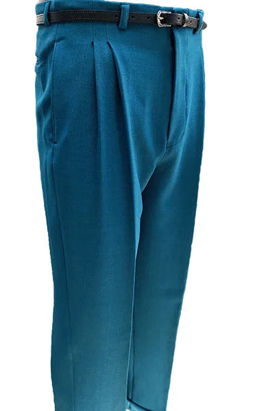 1950s Rockabilly Style Trousers - Bright Teal H/W