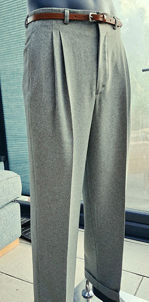1950s Rockabilly Style Trousers - Moss Green Slub