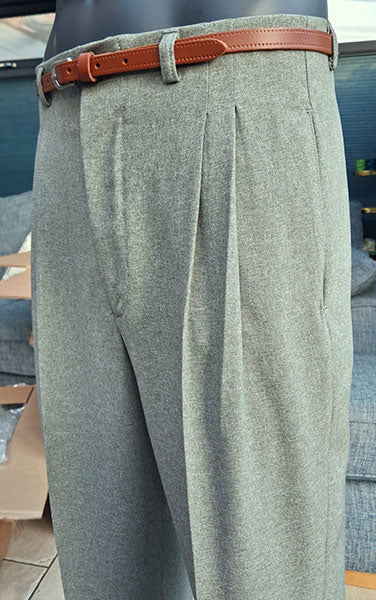 1950s Rockabilly Style Trousers - Moss Green Slub