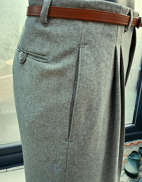 1950s Rockabilly Style Trousers - Moss Green Slub