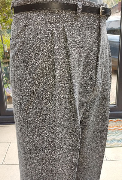 High Waisted Trousers - Grey Dot (speckled)