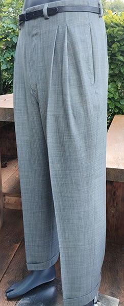 High Waisted Trousers - Sage Green Slub