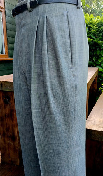 High Waisted Trousers - Sage Green Slub