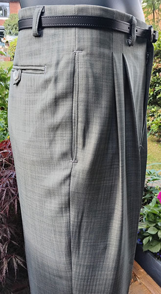 High Waisted Trousers - Sage Green Slub