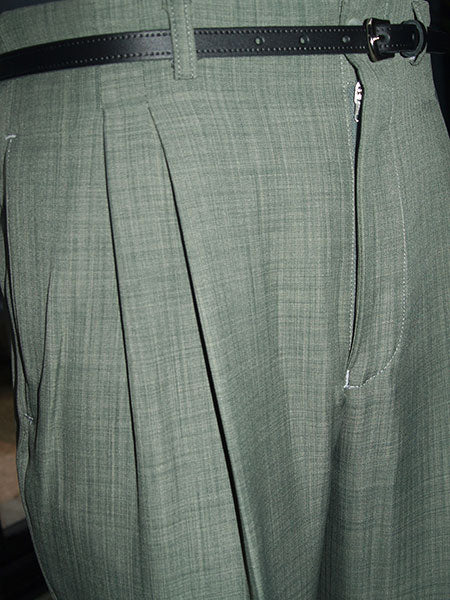 1950s Rockabilly Style Trousers - Sage Green Slub