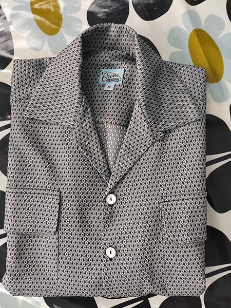 1950s Gab Style Shirt - Silver Grey Diamond